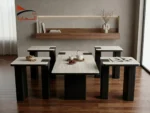 طقم طاولة قهوة مودرن 4+1 بتصميم ذكي متعدد الاستخدام