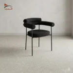 كرسي استرخاء مودرن قماش بوكلية أسود بتصميم فاخر