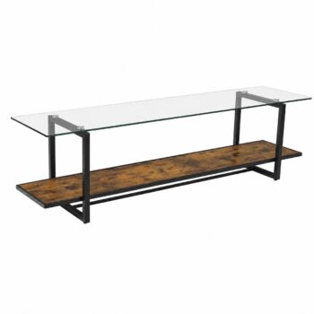 طاوله بلازمه خشب زجاج 160سم C073 BROWN A