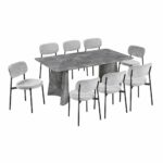 طاولة طعام خشب 8 كرسي M-037 GREY/GREY