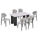 طاولة طعام رخام 6 كرسي M-033 GREY/GREY