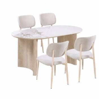 طاولة طعام سيراميك 4 كرسي M-031 WHITE/YELLOW