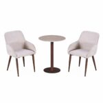 طقم كرسيين و طاولة 1+2 TS-03 BROWN/WOOD