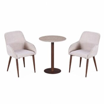 طقم كرسيين و طاولة 1+2 TS-03 BROWN/WOOD