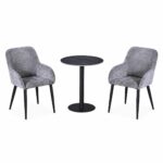 طقم كرسيين و طاولة 1+2 TS-03 GREY/BLACK