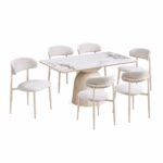 طاولة طعام سيراميك 6 كرسي M-030 WHITE/YELLOW