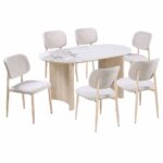 طاولة طعام سيراميك 6 كرسي M-031 WHITE/YELLOW