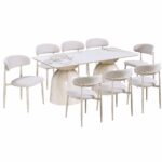 طاولة طعام سيراميك 8 كرسي M-030 WHITE/YELLOW
