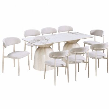 طاولة طعام سيراميك 8 كرسي M-030 WHITE/YELLOW
