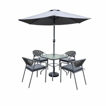 طاولة طعام  مع مظلة 4 كرسي 211104 GREY