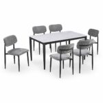 طاولة طعام رخام 6 كرسي M-028 GREY/GREY