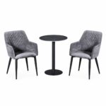 طقم كرسيين و طاولة 1+2 TS-02 GREY/BLACK