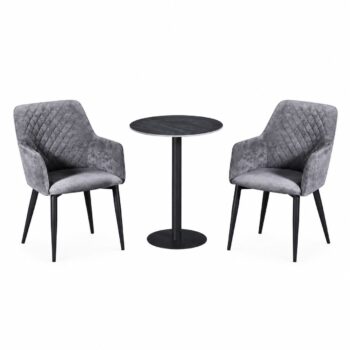 طقم كرسيين و طاولة 1+2 TS-02 GREY/BLACK