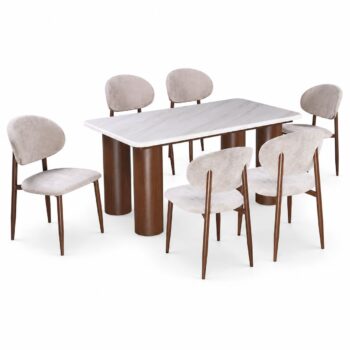 طاولة طعام رخام 6 كرسي M-033 BROWN/BROWN