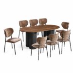 طاولة طعام خشب 8 كرسي M-032 BROWN/BROWN