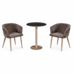 طقم كرسيين و طاولة 1+2 TS-01 BROWN/WOOD