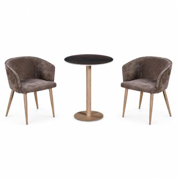 طقم كرسيين و طاولة 1+2 TS-01 BROWN/WOOD