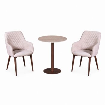 طقم كرسيين و طاولة 1+2 TS-02 BROWN/WOOD