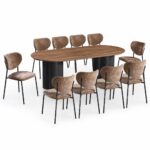 طاولة طعام خشب 10 كرسي M-032 BROWN/BROWN