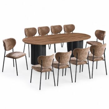 طاولة طعام خشب 10 كرسي M-032 BROWN/BROWN