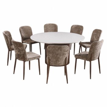 طاولة طعام رخام دائري 8 كرسي M-035 BROWN/BROWN