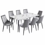 طاوله طعام خشب 8 كرسي M-003 WHITE GREY