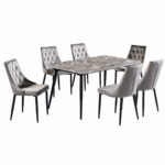 طاوله طعام رخام 6 كرسيM003-1 DARK GREY