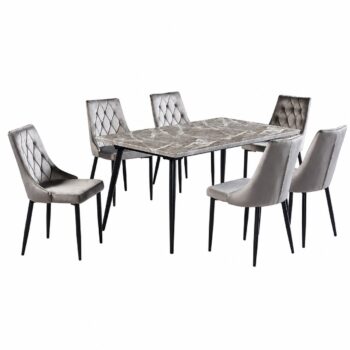 طاوله طعام رخام 6 كرسيM003-1 DARK GREY