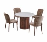 طاولة طعام رخام دائري 4 كرسي M-035 BROWN/BROWN
