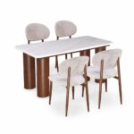 طاولة طعام رخام 4 كرسي M-033 BROWN/BROWN