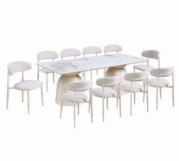 طاولة طعام سيراميك 10 كرسي M-030 WHITE/YELLOW