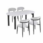 طاولة طعام بديل رخام 4 كرسي M-026 GREY/GREY
