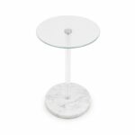 طاولة خدمة مفرد OG-23 CLEAR GLASS
 +WHITE MARBLE