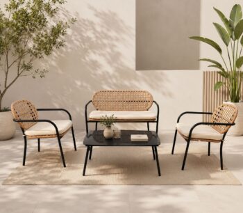 طقم كنب خارجي 4 شخص BLACK &BEIGE 212191 - درة السجايا