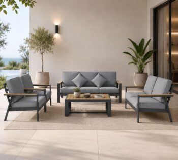 طقم كنب المنيوم 7 شخص KZ-1010 DARK GREY - درة السجايا