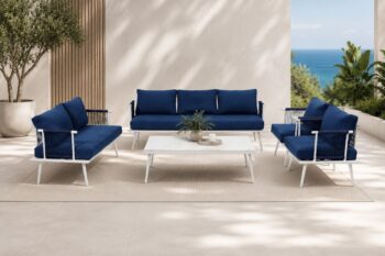 طقم كنب المنيوم 7شخص 211073 WHITE BLUE - درة السجايا
