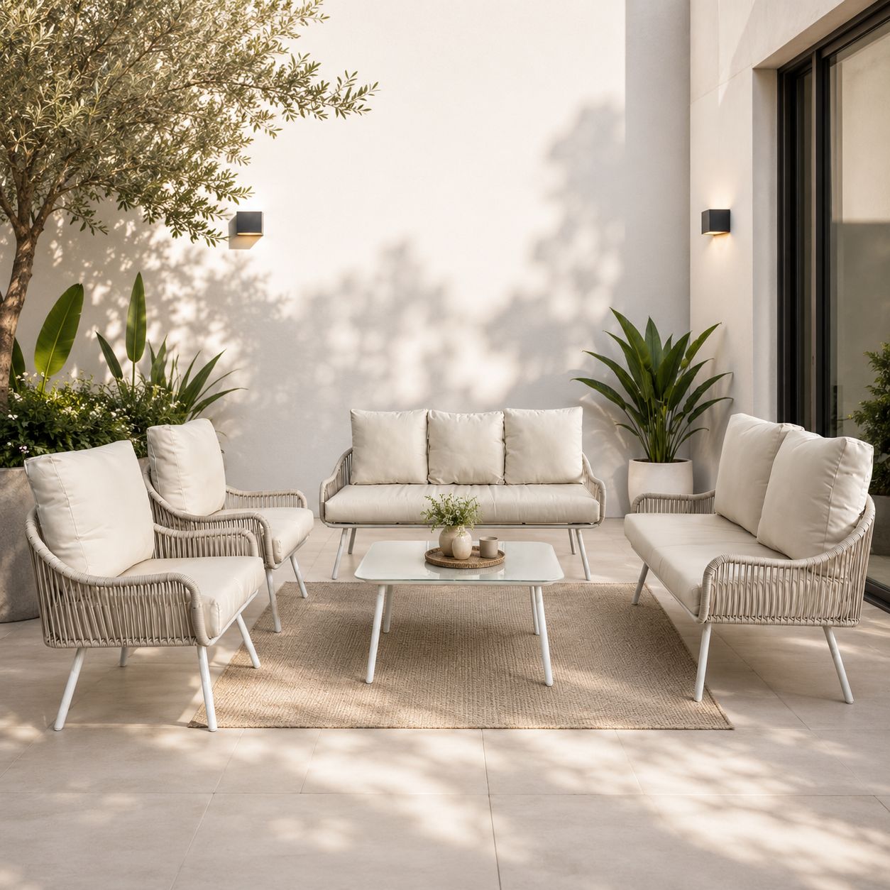 طقم كنب خارجي 7 شخص WHITE&BEIGE 212374 - 8200148 - صورة 2.jpg طقم كنب خارجي 7 شخص WHITE&BEIGE 212374 - درة السجايا