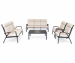 طقم كنب المنيوم 7شخص 211229 BLACK&BEIGE - درة السجايا