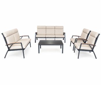 طقم كنب المنيوم 7شخص 211229 BLACK&BEIGE - درة السجايا