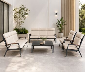 طقم كنب المنيوم 7شخص 211229 BLACK&BEIGE - درة السجايا