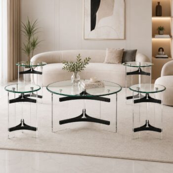 طقم اكرليك زجاج 1+4 BLACK 3019-1 - درة السجايا
