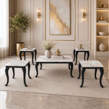 طقم شاي سيراميك مستطيل CE-004 BLACK 1+4 - درة السجايا