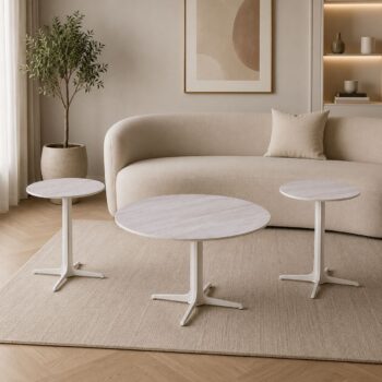 طقم شاي سيراميك دائري 1+2 SHS-038 LIGHT GREY - درة السجايا