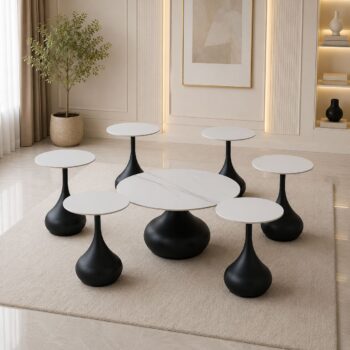 طقم شاي سيراميك دائري B1040 BLACK 1+6 - درة السجايا