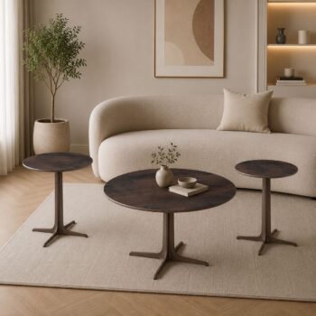 طقم شاي سيراميك دائري 1+2 SHS-038 BROWN - درة السجايا