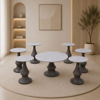 طقم شاي سيراميك دائري SHS-031 WOOD 1+6 - درة السجايا