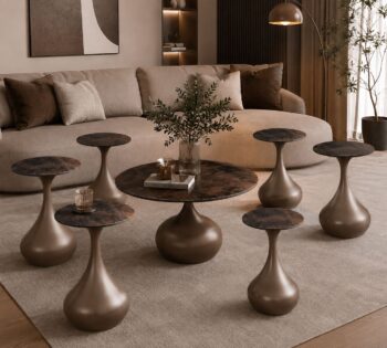 طقم شاي سيراميك دائري 1+6 SHS-036 BROWN - درة السجايا