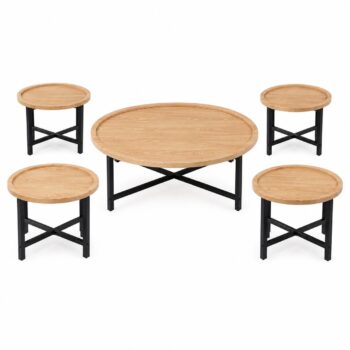 طقم شاي خشب ارضي دائري 1+4 TS120 WOOD - درة السجايا