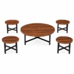 طقم شاي خشب ارضي دائري 1+4 TS120 BROWN B - درة السجايا