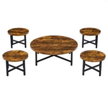 طقم شاي خشب ارضي دائري 1+4 TS120 BROWN A - درة السجايا